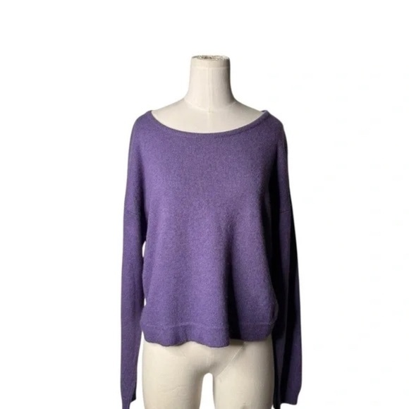 TALULA -Purple Knit Round Knit Cropped Sweater Viscose, Angora Blend & Cashmere - Picture 7 of 7